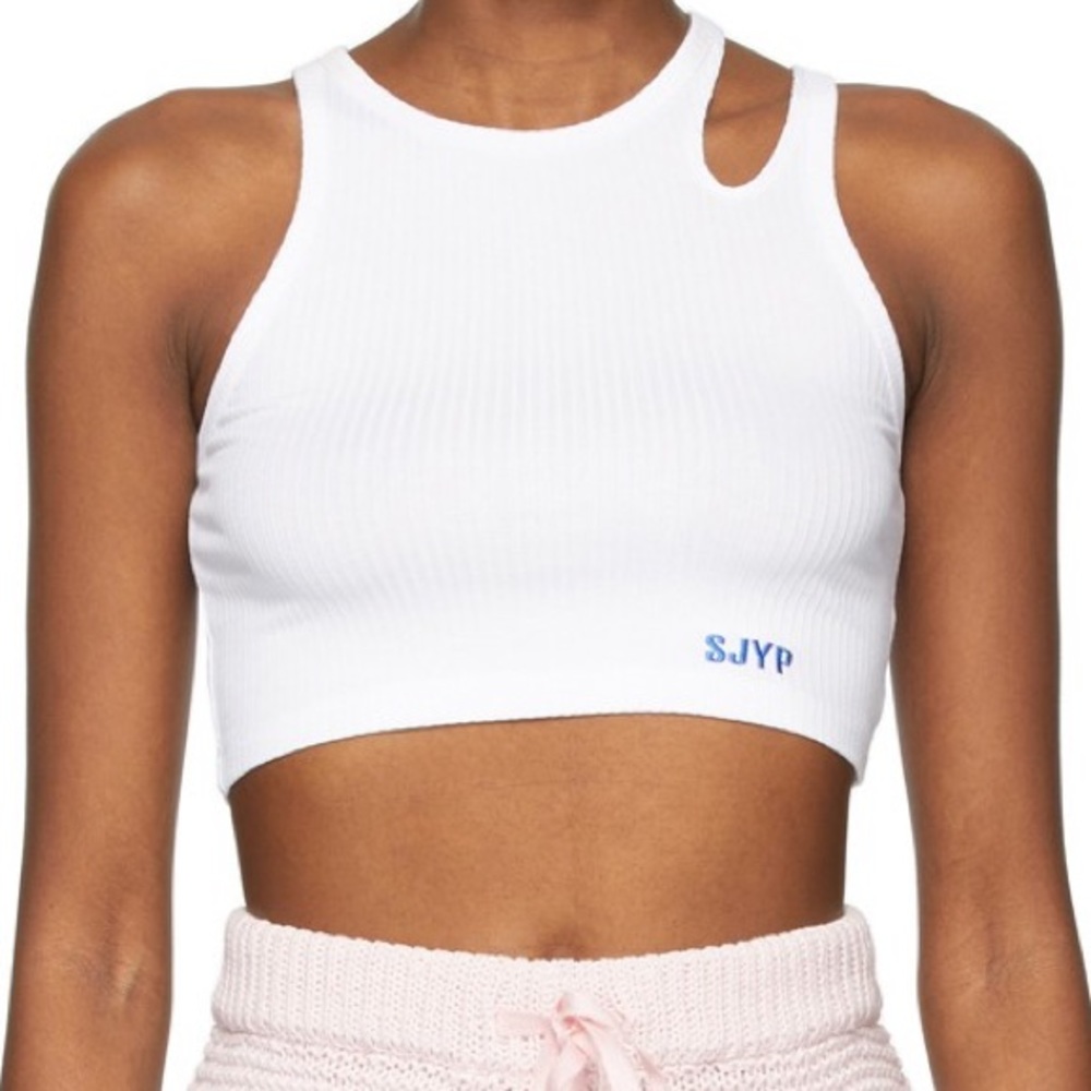 SJYP White Cropped Tank Top Color White Size Small